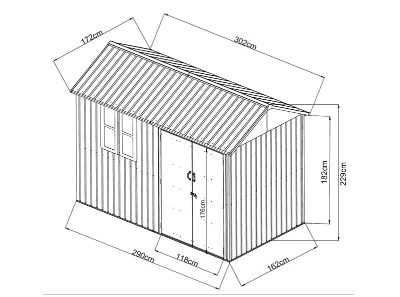 Redskapsbod, 3,02x1,72x2,29m, 5,19m², Antrasitt/Hvit - Image 9