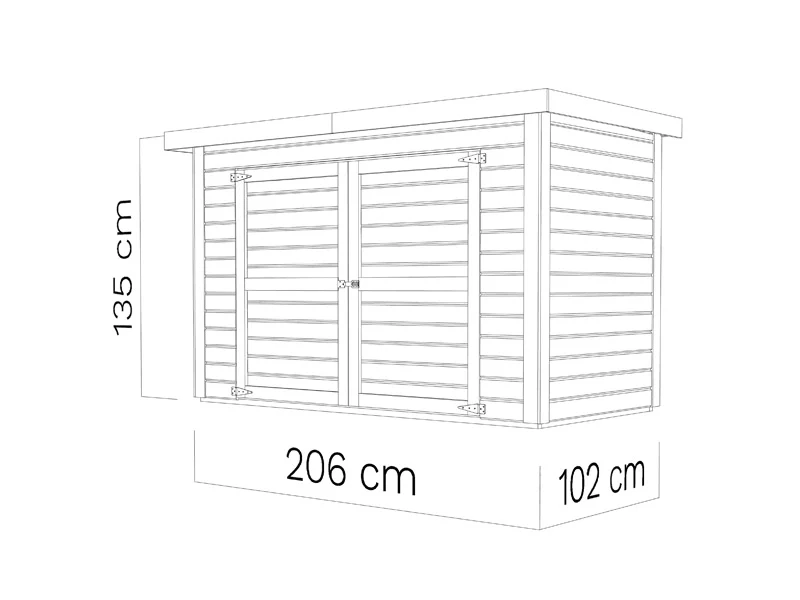 Redskapsbod Bertilo Wallstore Velo, 2,06x1,02x1,35m, 2,1m², Naturlig - Image 10