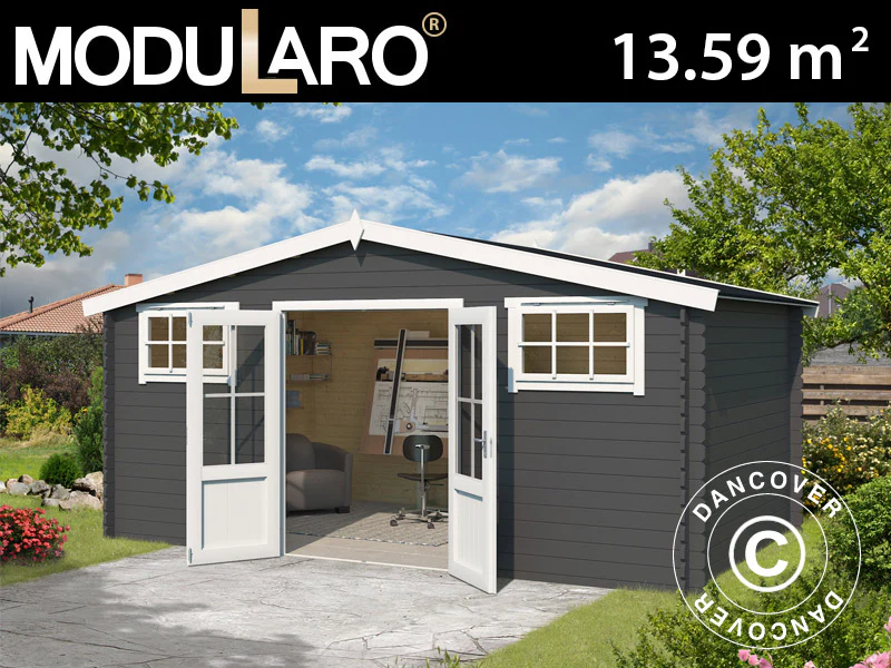 Redskapsbod, hytte i tre, Sandvika 4,8x2,92x2,45m, 28mm, 13,59m², Mørkegrå