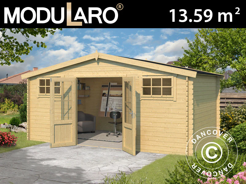 Redskapsbod, hytte i tre, Sandvika 4,8x2,92x2,45m, 28mm, 13,59m², Naturlig