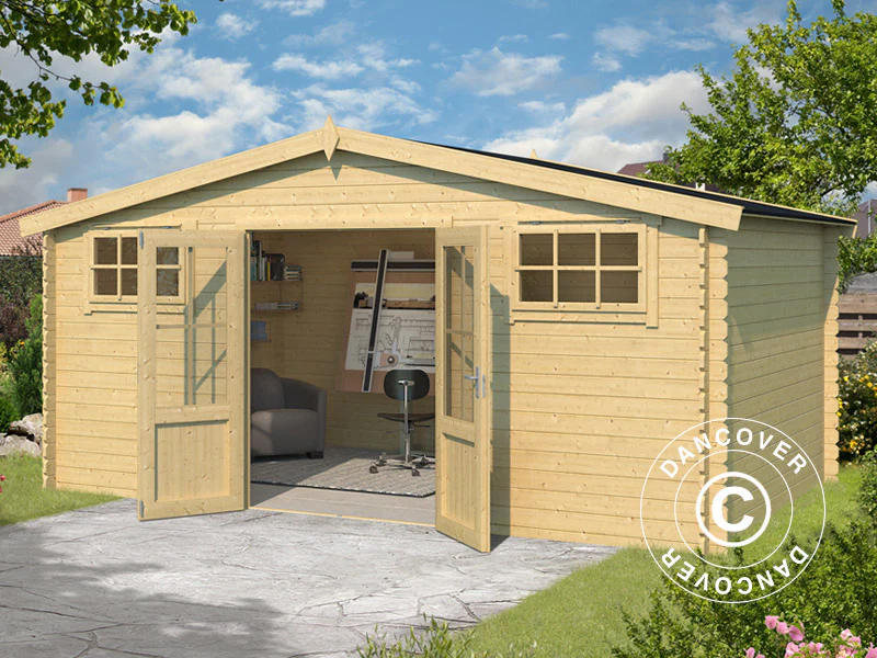 Redskapsbod, hytte i tre, Sandvika 4,8x2,92x2,45m, 28mm, 13,59m², Naturlig - Image 2