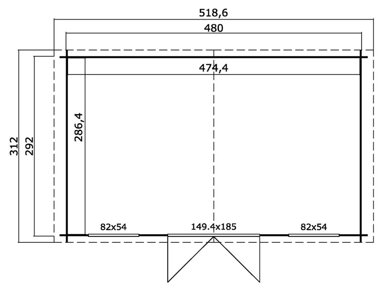Redskapsbod, hytte i tre, Sandvika 4,8x2,92x2,45m, 28mm, 13,59m², Naturlig - Image 6