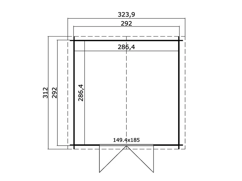 Redskapsbod i av tre Trondheim 2,92x2,92x2,22m, 28mm, 8,5m², Naturlig - Image 4