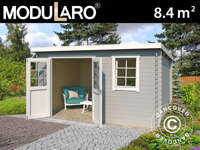 Redskapsbod i tre, Asker 3,8x2,3x2,11m, 28mm, 8,4m², Lysegrå