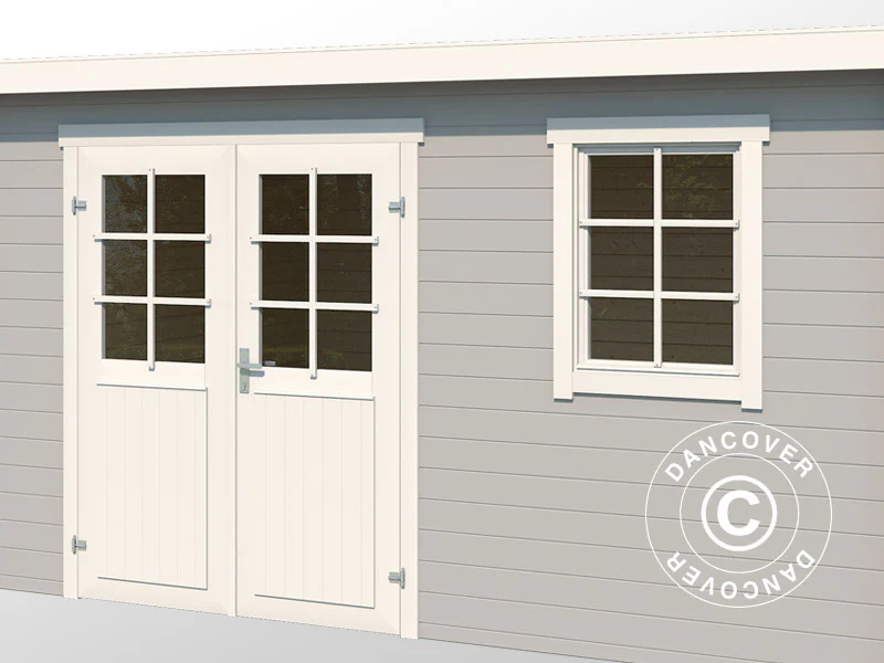 Redskapsbod i tre, Asker 3,8x2,3x2,11m, 28mm, 8,4m², Lysegrå - Image 5