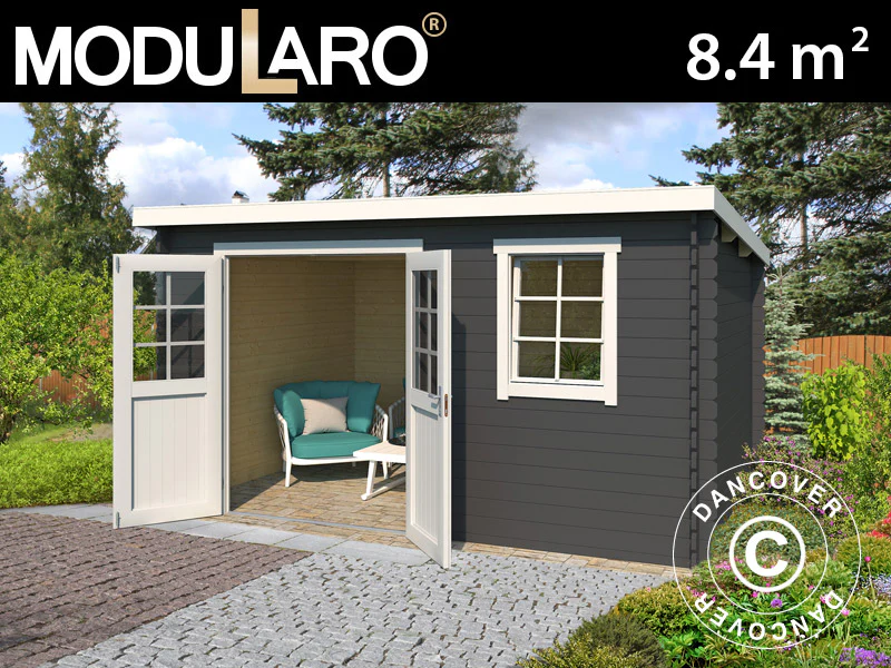 Redskapsbod i tre, Asker 3,8x2,3x2,11m, 28mm, 8,4m², Mørkegrå