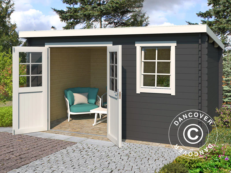 Redskapsbod i tre, Asker 3,8x2,3x2,11m, 28mm, 8,4m², Mørkegrå - Image 2