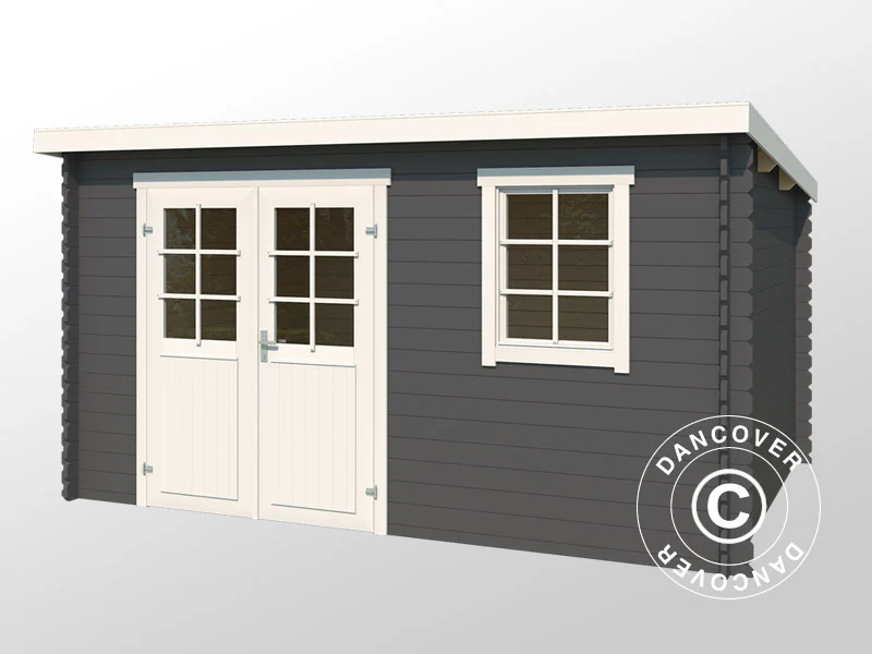 Redskapsbod i tre, Asker 3,8x2,3x2,11m, 28mm, 8,4m², Mørkegrå - Image 3