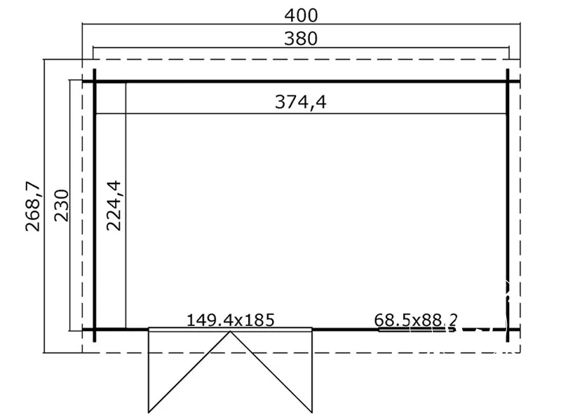 Redskapsbod i tre, Asker 3,8x2,3x2,11m, 28mm, 8,4m², Mørkegrå - Image 6