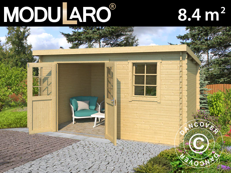 Redskapsbod i tre, Asker 3,8x2,3x2,11m, 28mm, 8,4m², Naturlig