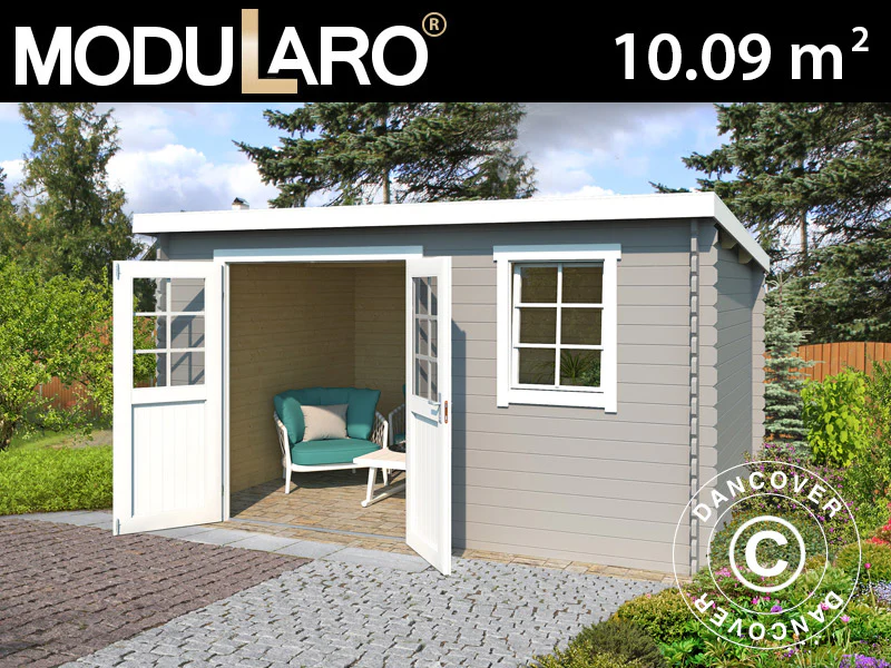 Redskapsbod i tre, Asker 3,8x2,75x2,11m, 28mm, 10,09m², Lysegrå