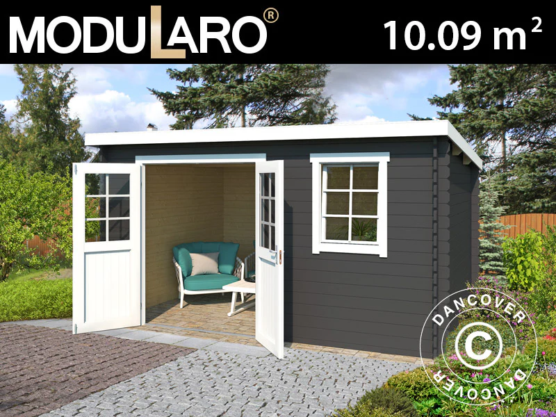 Redskapsbod i tre, Asker 3,8x2,75x2,11m, 28mm, 10,09m², Mørkegrå