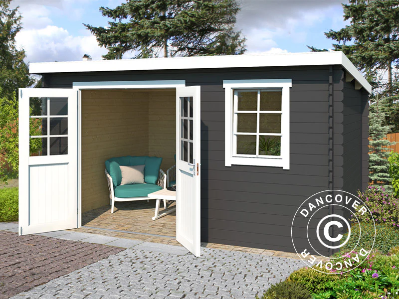 Redskapsbod i tre, Asker 3,8x2,75x2,11m, 28mm, 10,09m², Mørkegrå - Image 2