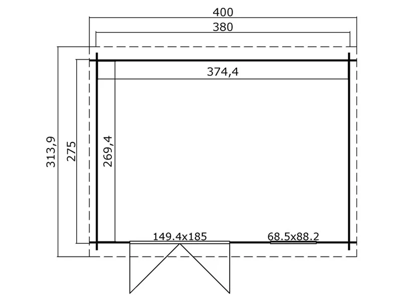 Redskapsbod i tre, Asker 3,8x2,75x2,11m, 28mm, 10,09m², Mørkegrå - Image 6