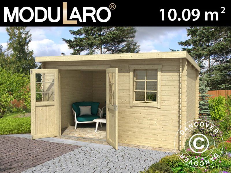 Redskapsbod i tre, Asker 3,8x2,75x2,11m, 28mm, 10,09m², Naturlig