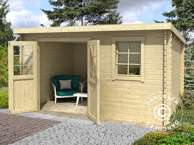 Redskapsbod i tre, Asker 3,8x2,75x2,11m, 28mm, 10,09m², Naturlig - Image 2