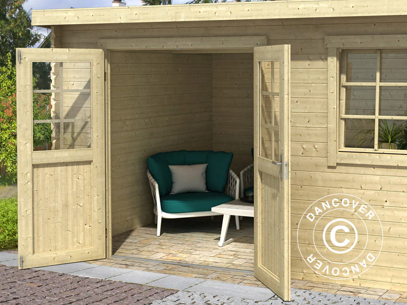 Redskapsbod i tre, Asker 3,8x2,75x2,11m, 28mm, 10,09m², Naturlig - Image 5