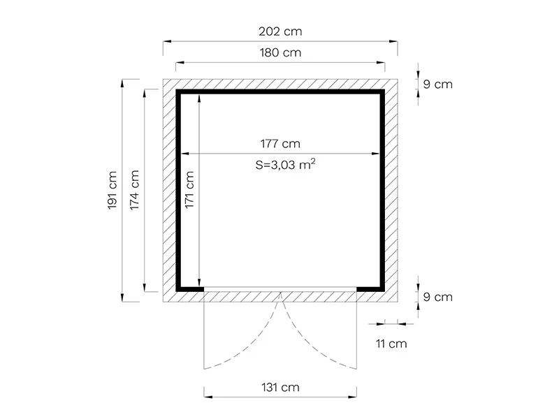 Redskapsbod i tre, Bertilo Sylt 2, 1,8x1,74x2,25m, 3,1m² - Image 7