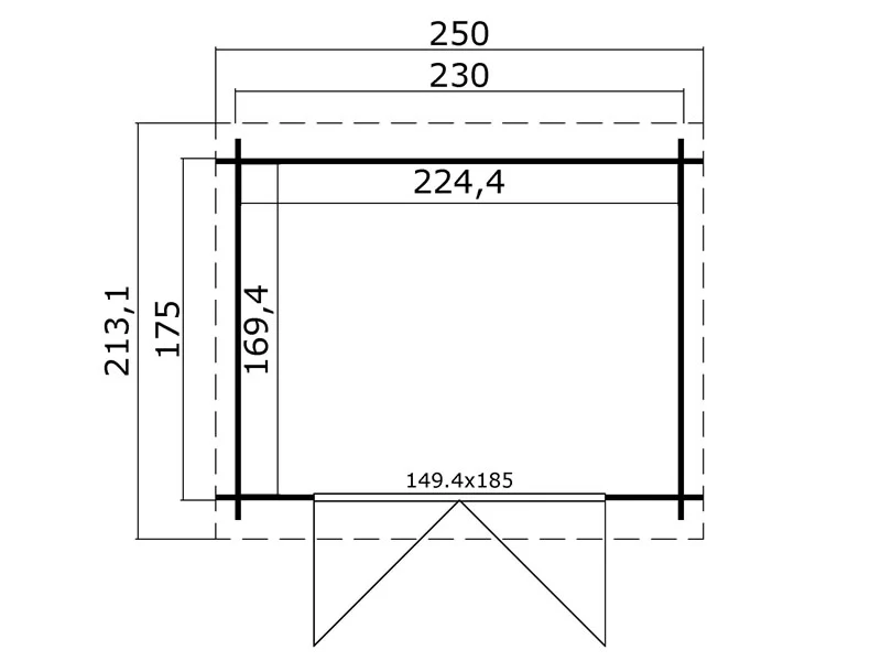 Redskapsbod i tre Hagen 2,3x1,75x2,11m, 28mm, 3,8m², Naturlig - Image 4