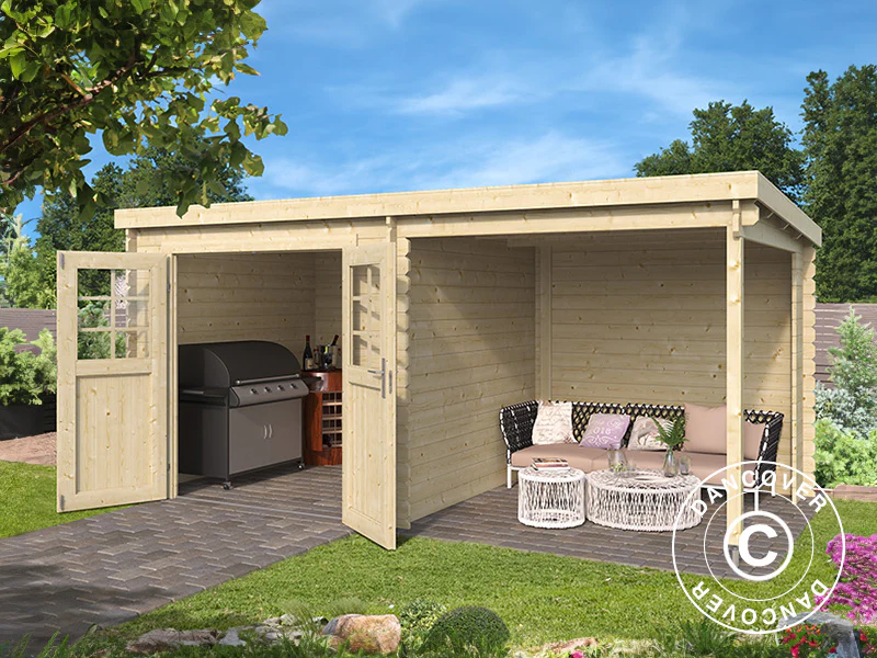 Redskapsbod i tre Lahti med overheng 4,24x2,2x2m, 28mm, 8,9m², Natur - Image 2