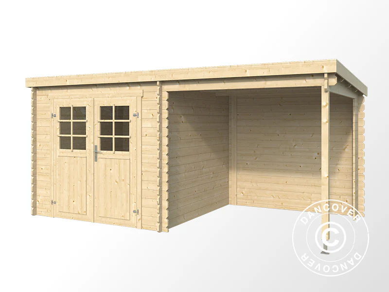 Redskapsbod i tre Lahti med overheng 4,24x2,2x2m, 28mm, 8,9m², Natur - Image 3