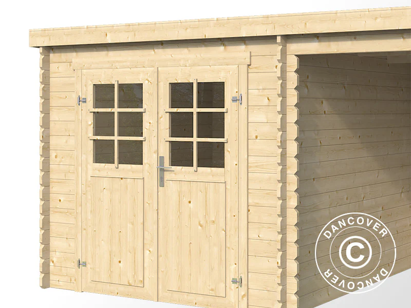 Redskapsbod i tre Lahti med overheng 4,24x2,2x2m, 28mm, 8,9m², Natur - Image 4
