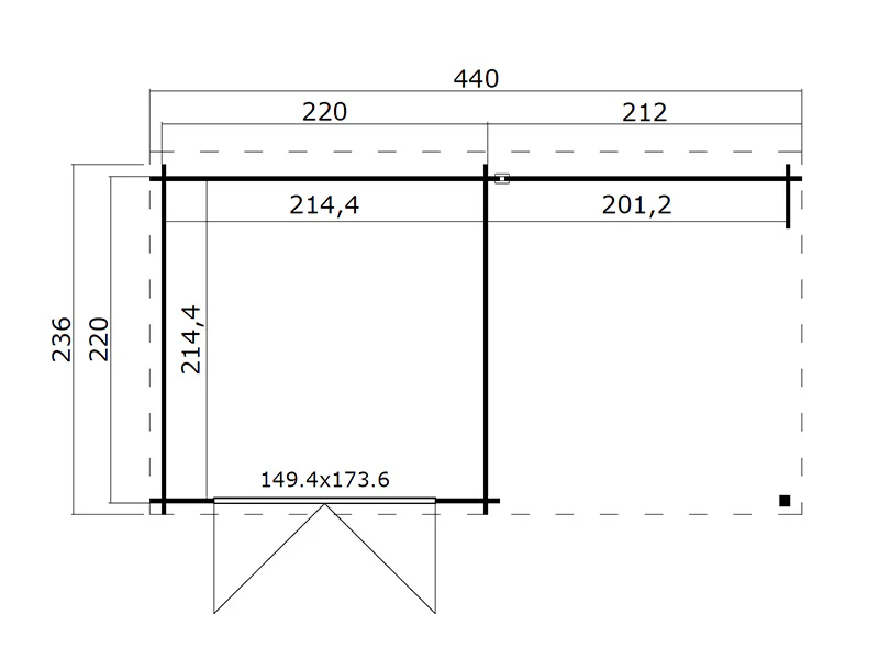 Redskapsbod i tre Lahti med overheng 4,24x2,2x2m, 28mm, 8,9m², Natur - Image 6