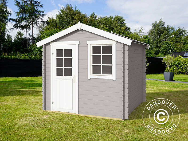 Redskapsbod i tre Lyon 2,3x2,3x2,34m, 28mm, 5,4m², Lysegrå - Image 3