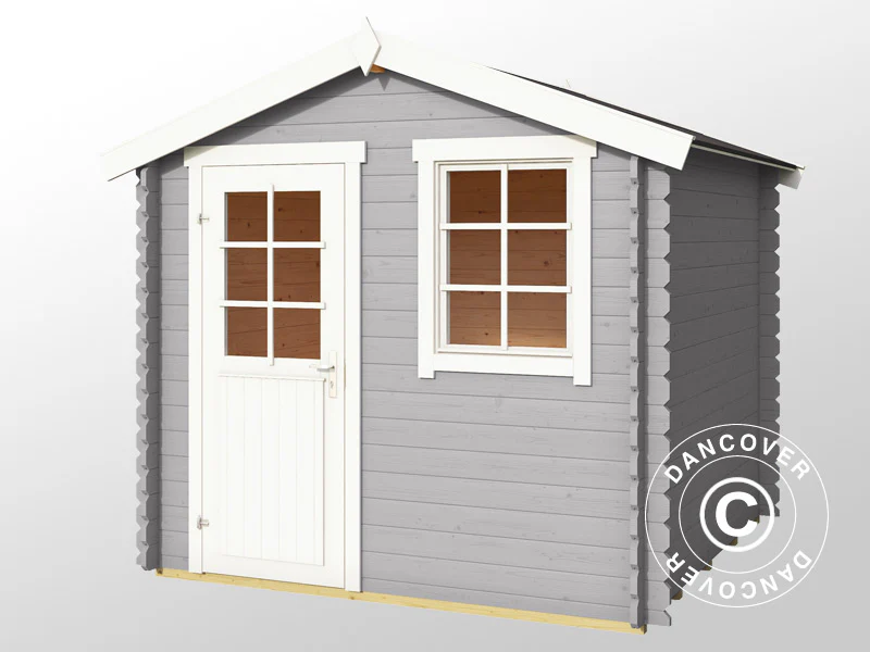 Redskapsbod i tre Lyon 2,3x2,3x2,34m, 28mm, 5,4m², Lysegrå - Image 4