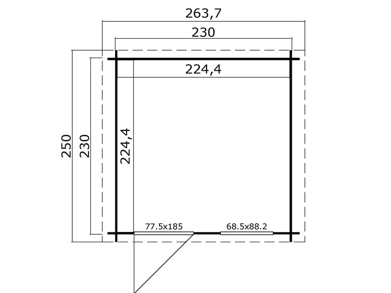 Redskapsbod i tre Lyon 2,3x2,3x2,34m, 28mm, 5,4m², Mørkegrå - Image 5