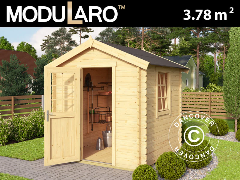 Redskapsbod i tre Lyon 2x2x2,34m, 28mm, 3,78m², Naturlig