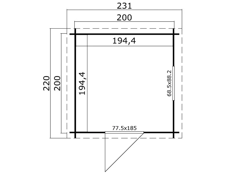 Redskapsbod i tre Lyon 2x2x2,34m, 28mm, 3,78m², Naturlig - Image 5