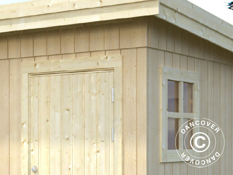 Redskapsbod i tre m/gulv, 3,44x2,21x2,49m, 6,6m2, Naturlig - Image 3