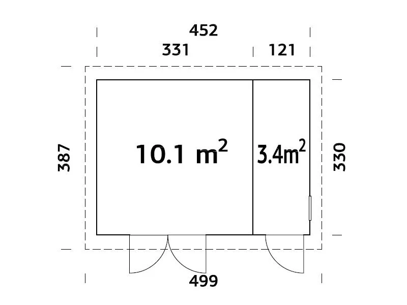 Redskapsbod i tre m/gulv, 4,52x3,3x2,59m, 13,5m2, Naturlig - Image 5
