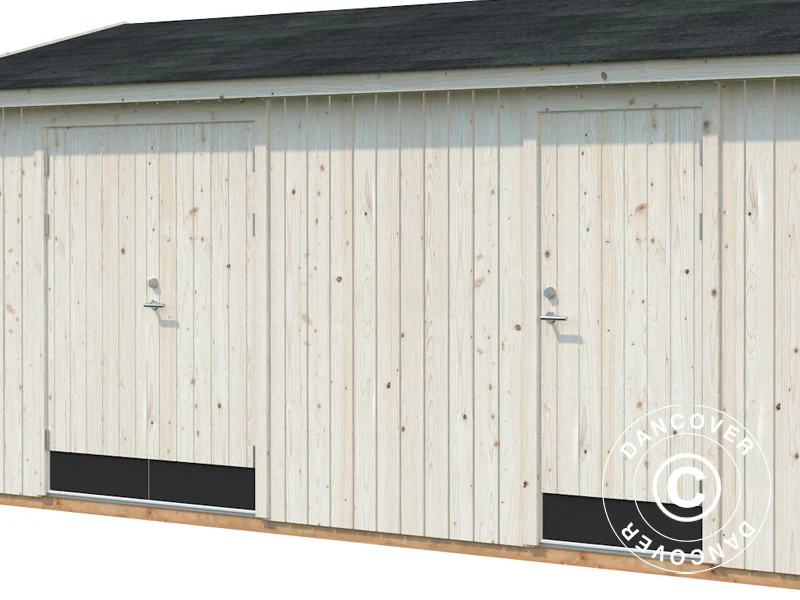 Redskapsbod i tre m/gulv, 5,61x3,3x2,61m, 16,9m², Naturlig - Image 4