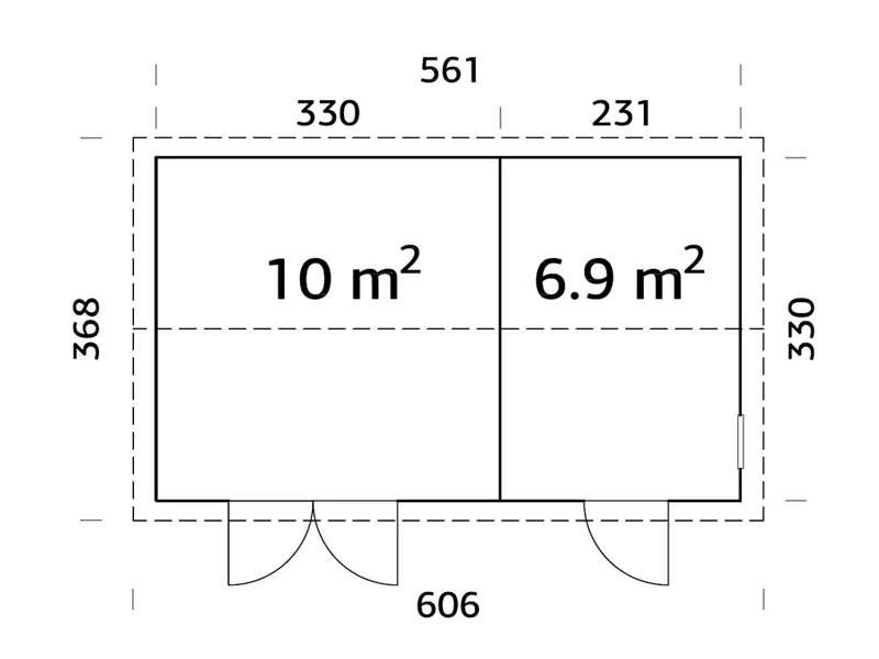 Redskapsbod i tre m/gulv, 5,61x3,3x2,61m, 16,9m², Naturlig - Image 5