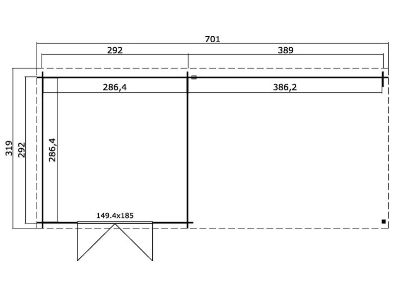 Redskapsbod i tre m/overbygg Molde, 6,81x2,92x2,11m, 19,8m2, Naturlig - Image 3