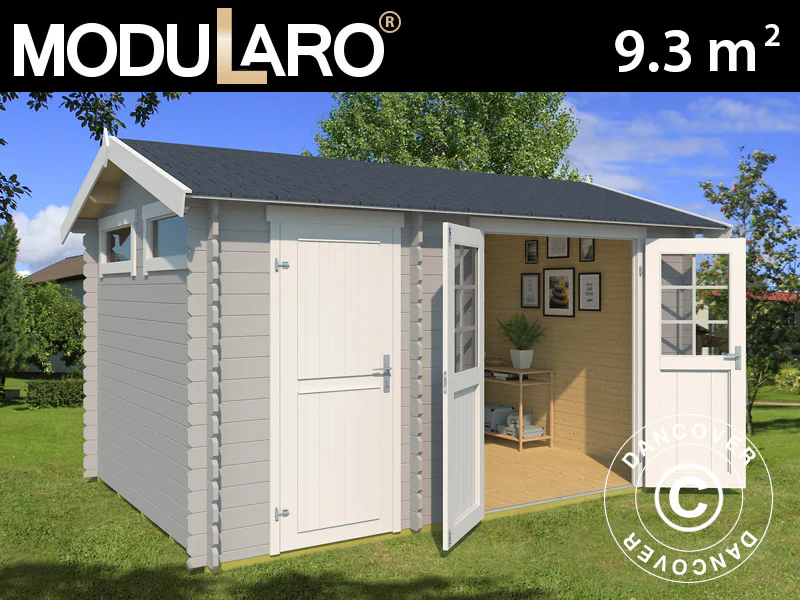 Redskapsbod i tre, Narva 3,8x2,5x2,39m, 28mm, 9,3m², Lysegrå