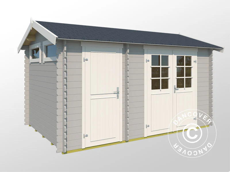 Redskapsbod i tre, Narva 3,8x2,5x2,39m, 28mm, 9,3m², Lysegrå - Image 3