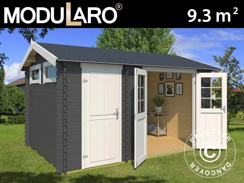 Redskapsbod i tre, Narva 3,8x2,5x2,39m, 28mm, 9,3m², Mørkegrå