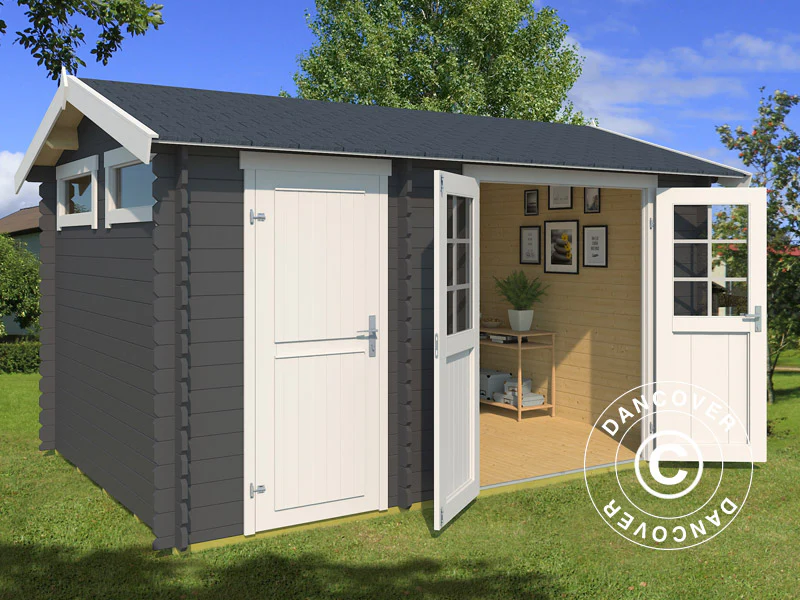 Redskapsbod i tre, Narva 3,8x2,5x2,39m, 28mm, 9,3m², Mørkegrå - Image 2