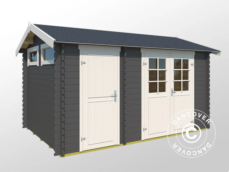 Redskapsbod i tre, Narva 3,8x2,5x2,39m, 28mm, 9,3m², Mørkegrå - Image 3