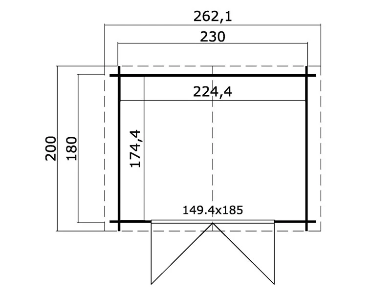 Redskapsbod i tre Oslo 2,3x1,8x2,22m, 28mm, 3,91m², Naturlig - Image 4