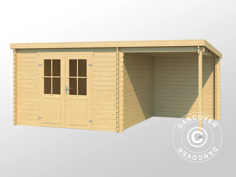 Redskapsbod i tre, Tartu m/overheng 4,81x2,92x2,11m, 28mm, 13,6m², Naturlig - Image 3