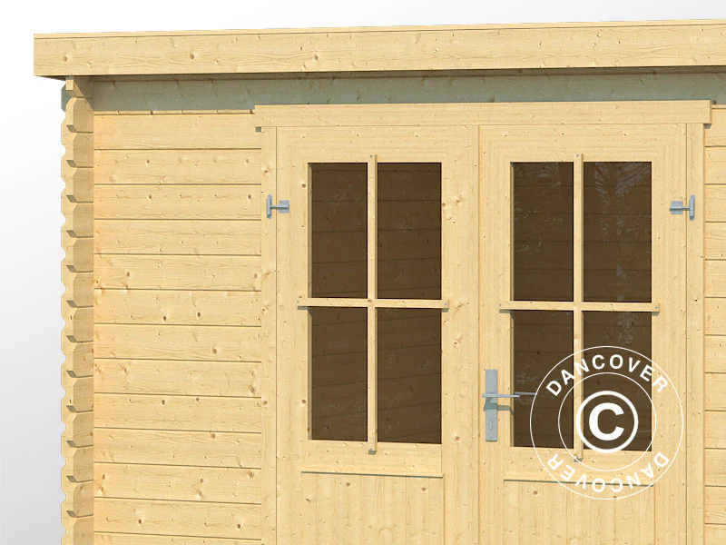Redskapsbod i tre, Tartu m/overheng 4,81x2,92x2,11m, 28mm, 13,6m², Naturlig - Image 4