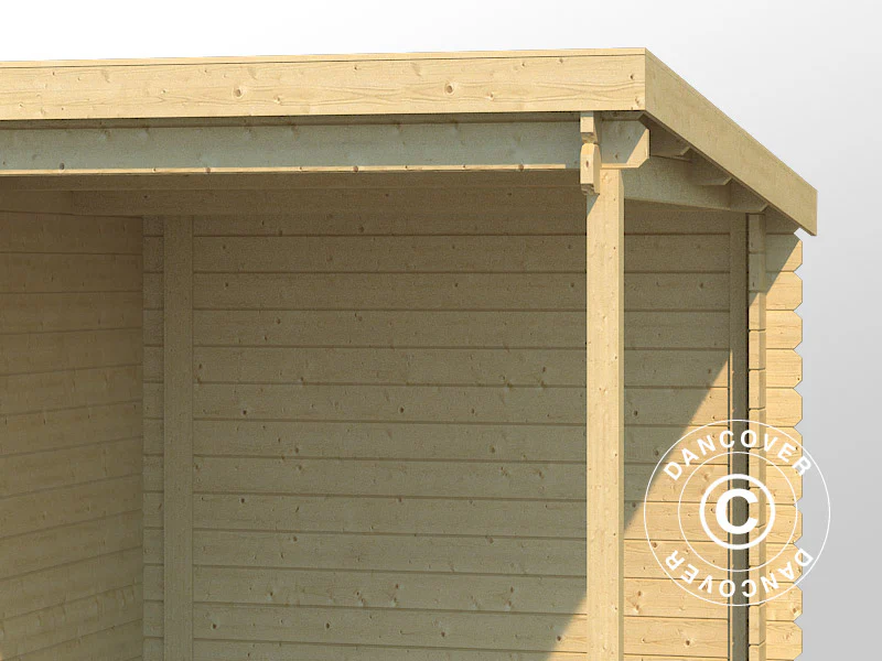 Redskapsbod i tre, Tartu m/overheng 4,81x2,92x2,11m, 28mm, 13,6m², Naturlig - Image 5