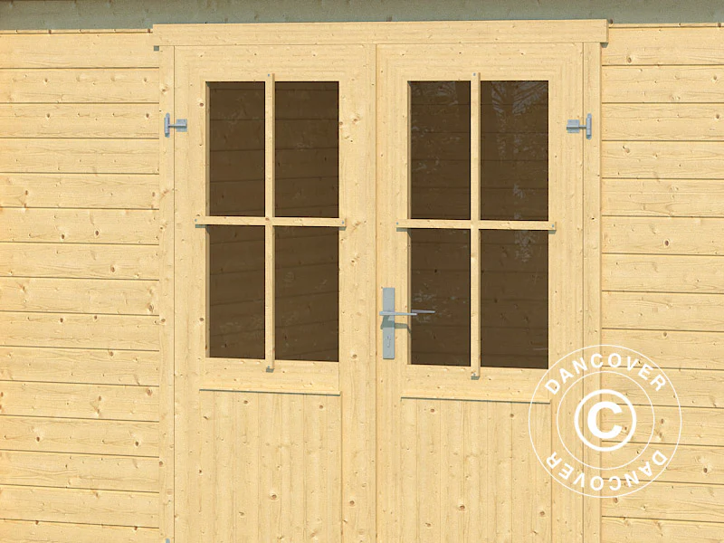 Redskapsbod i tre, Tartu m/overheng 4,81x2,92x2,11m, 28mm, 13,6m², Naturlig - Image 6
