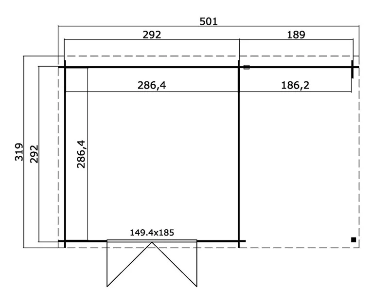 Redskapsbod i tre, Tartu m/overheng 4,81x2,92x2,11m, 28mm, 13,6m², Naturlig - Image 7
