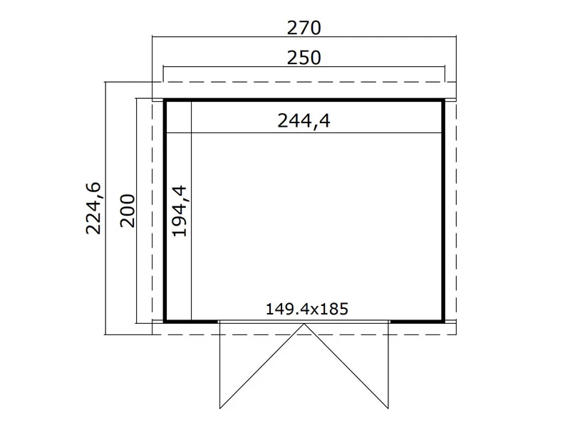 Redskapsbod i tre Torrent 2,5x2x2,11m, 28mm, 4,75m², Lysegrå - Image 4