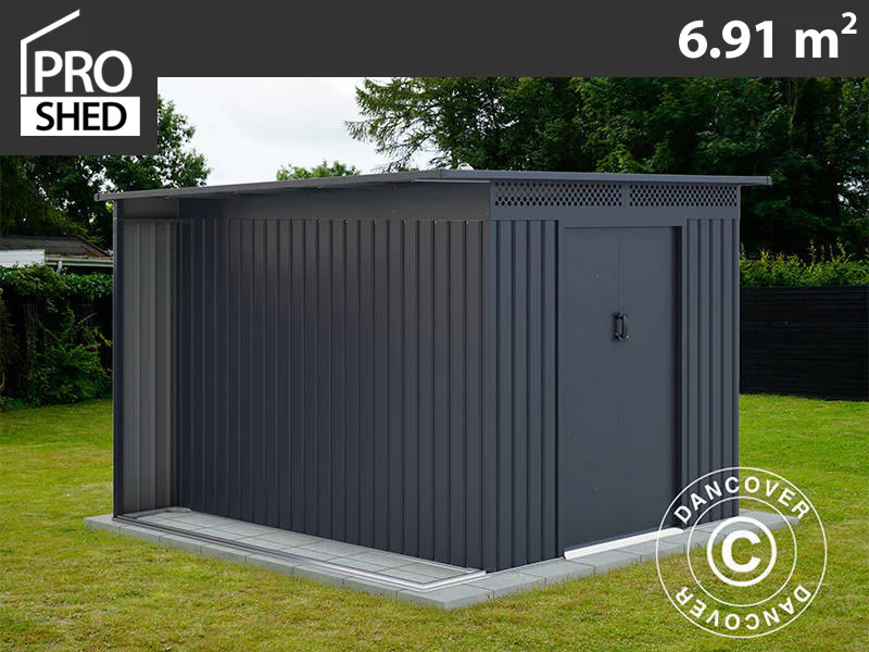 Redskapsbod m/overheng, 2,57x2,69x1,87m, 6,91m², ProShed®, Antrasitt